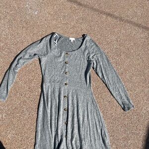 Elegant Gray Button-Down Dress